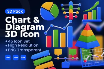 Chart And Diagram 3D Icon Pack