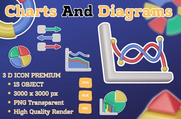 Charts And Diagrams 3D Icon Pack