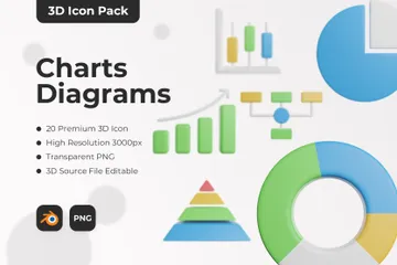 Charts Diagrams 3D Icon Pack