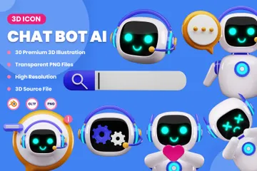 Chat Bot AI 3D Icon Pack