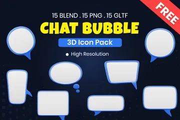 Icône 3D gratuite de bulle de chat Pack 3D Icon