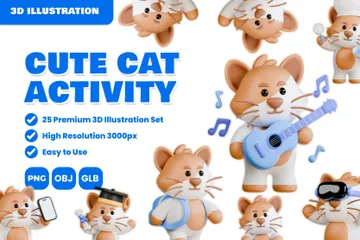 Chat mignon 3D Illustration Pack