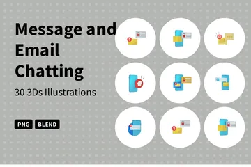 Chat par messages et e-mails Pack 3D Icon