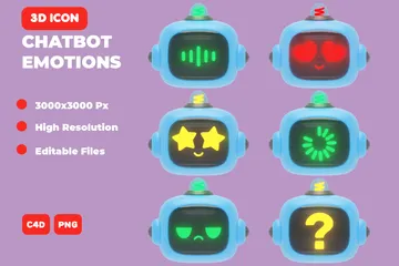 Emociones de los chatbots Paquete de Icon 3D