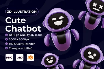 Chatbot mignon Pack 3D Illustration