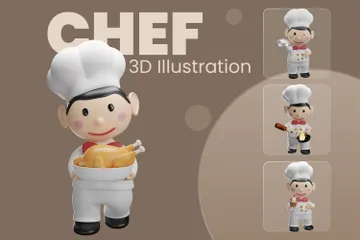 Chefe de cozinha Pacote de Illustration 3D
