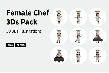 Chef feminina Pacote de Illustration 3D