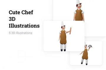 Chef fofo Pacote de Illustration 3D