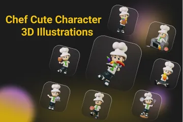 Chef lindo personaje Paquete de Illustration 3D