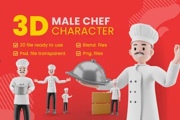 Chef masculino Paquete de Illustration 3D