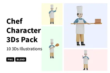 Personagem Chef Pacote de Illustration 3D