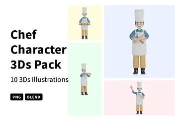 Personagem Chef Pacote de Illustration 3D