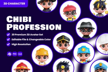 Chibi-Berufs-Avatar 3D Icon Pack