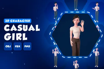 Chica casual - Cuerpo completo 3D Illustration Pack