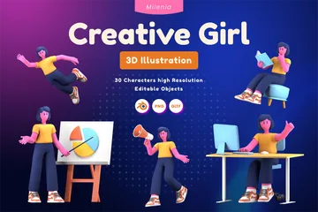Chica creativa Paquete de Illustration 3D