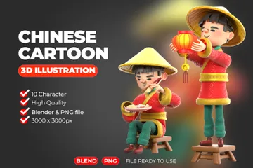 Chinês Pacote de Illustration 3D