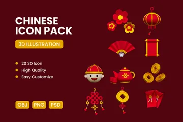 Chinês Pacote de Icon 3D