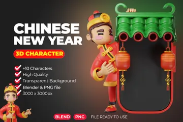 Chinese Character 3D Illustration Pack
