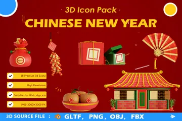 중국의 설날 3D Icon 팩