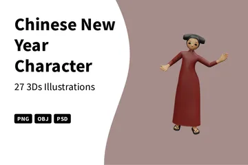 中国の旧正月のキャラクター 3D Illustrationパック