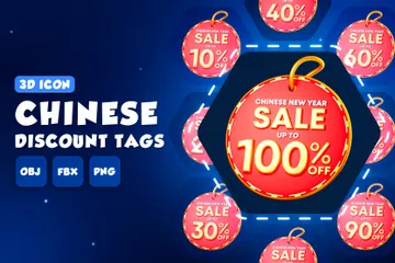 Chinese New Year Discount Tags 3D Icon Pack