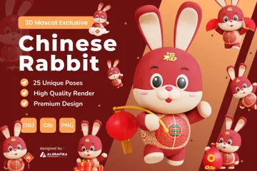 Chinese Rabbit 3D Illustration Pack