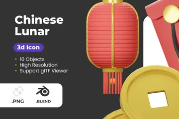 Chinesisches Mondjahr 3D Icon Pack