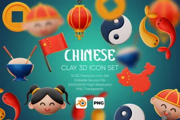 Chinesische Kultur 3D Icon Pack