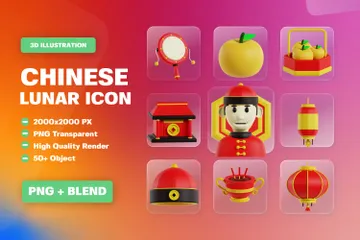 Chinesische Kultur 3D Icon Pack