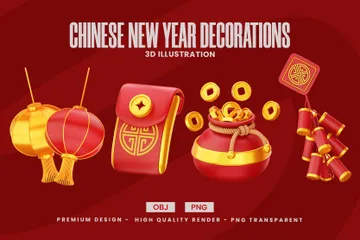 Dekoration zum chinesischen Neujahr 3D Icon Pack