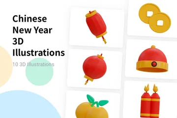 Chinesisches Neujahr 3D Illustration Pack