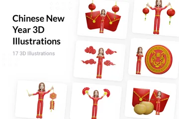 Chinesisches Neujahr 3D Illustration Pack