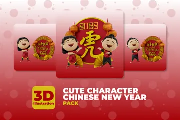 Chinesisches Neujahr 3D Illustration Pack