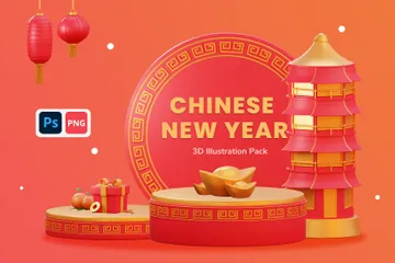 Chinesisches Neujahr 3D Illustration Pack