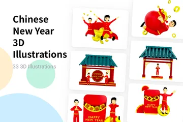 Chinesisches Neujahr 3D Illustration Pack