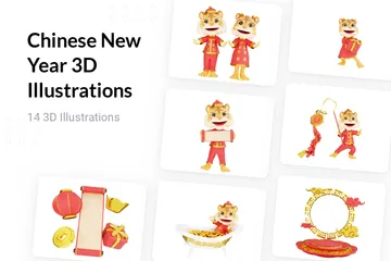 Chinesisches Neujahr 3D Illustration Pack