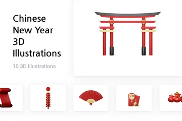 Chinesisches Neujahr 3D Illustration Pack