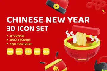 Chinesisches Neujahr 3D Icon Pack