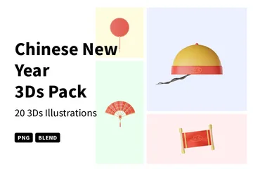 Chinesisches Neujahr 3D Icon Pack