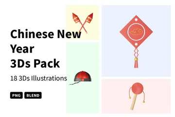 Chinesisches Neujahr 3D Icon Pack