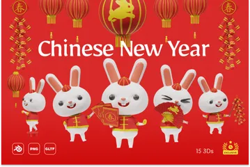 Chinesisches Neujahr 3D Icon Pack