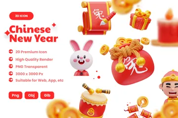 Chinesisches Neujahr 3D Icon Pack