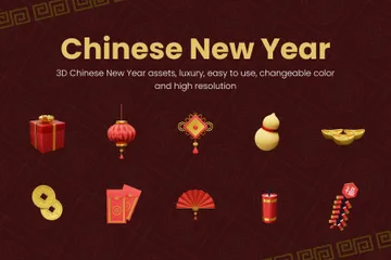 Chinesisches Neujahr 3D Icon Pack