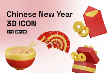 Chinesisches Neujahr 3D Icon Pack