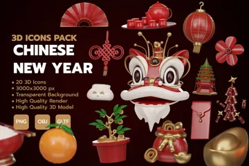 Chinesisches Neujahr 3D Icon Pack