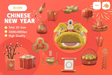 Chinesisches Neujahr 3D Icon Pack