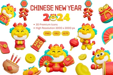 Chinesisches Neujahr 3D Icon Pack