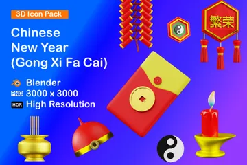 Chinesisches Neujahr 3D Icon Pack