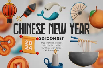 Chinesisches Neujahr 3D Icon Pack