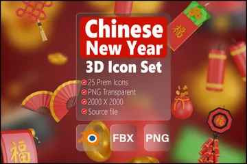 Chinesisches Neujahr 3D Icon Pack